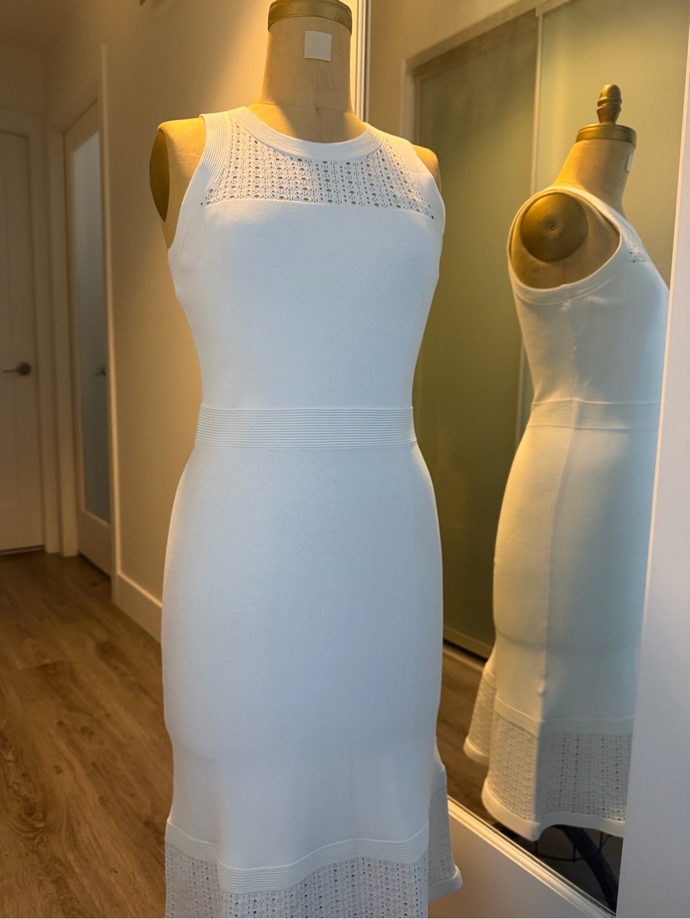 Michael Kors White Sleeveless Knit Dress with Crochet Yoke NWT - Picture 9 of 13